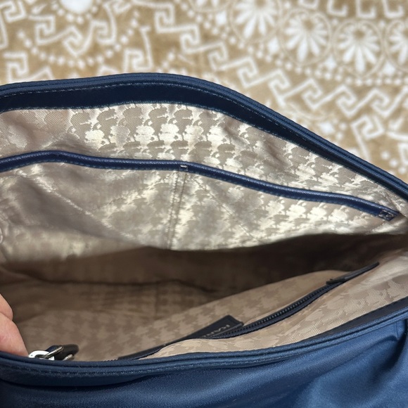 Karl Lagerfeld Paris Dark Blue Crossbody Messenger Bag with Floral Design - Picture 15 of 16